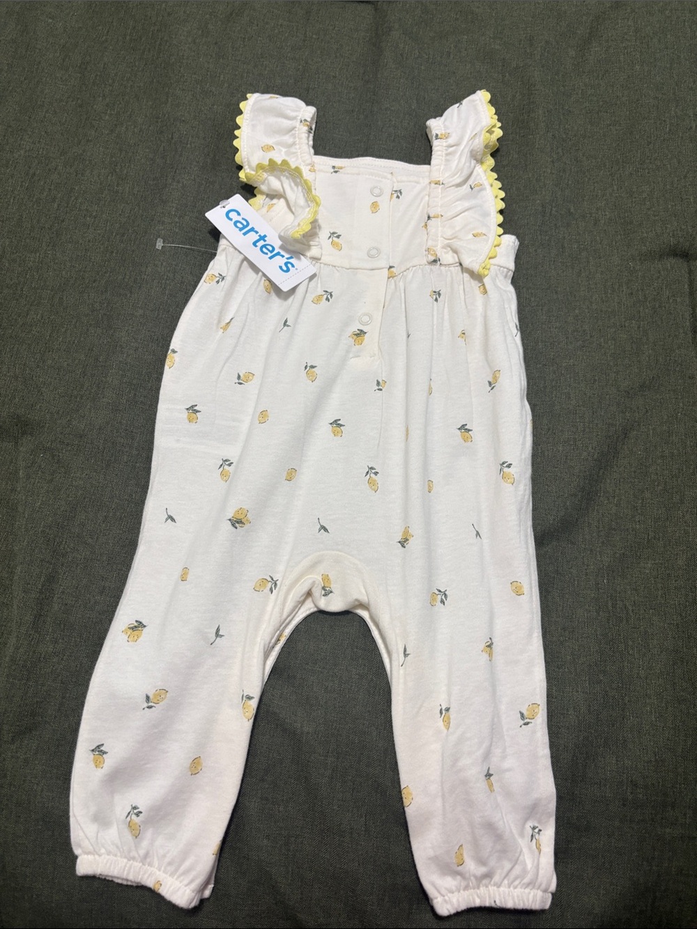 Carter's Cream Lemon Print Ruffle Romper - Picture 3 of 3
